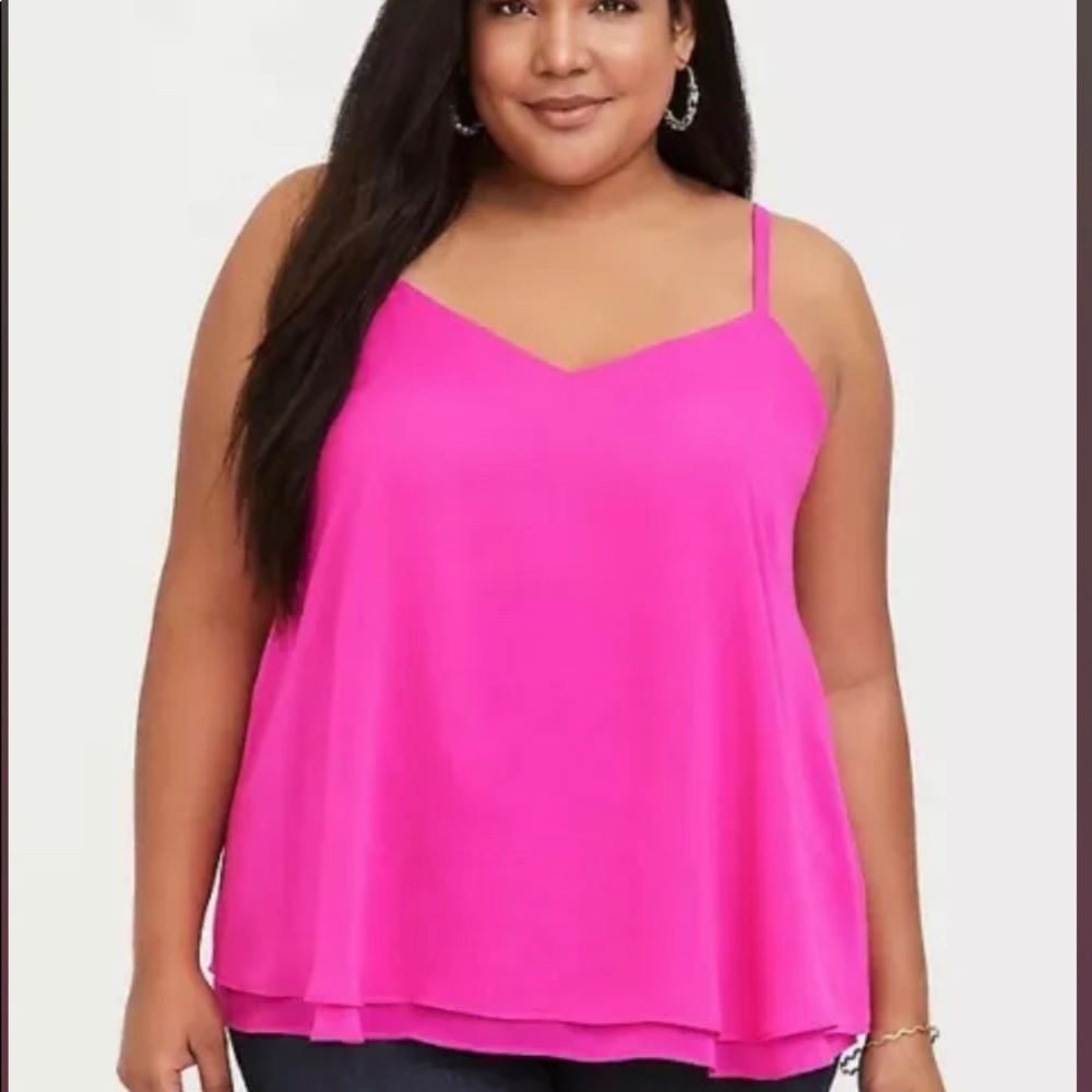 HOT PINK CHIFFON DOUBLE LAYER SWING CAMI